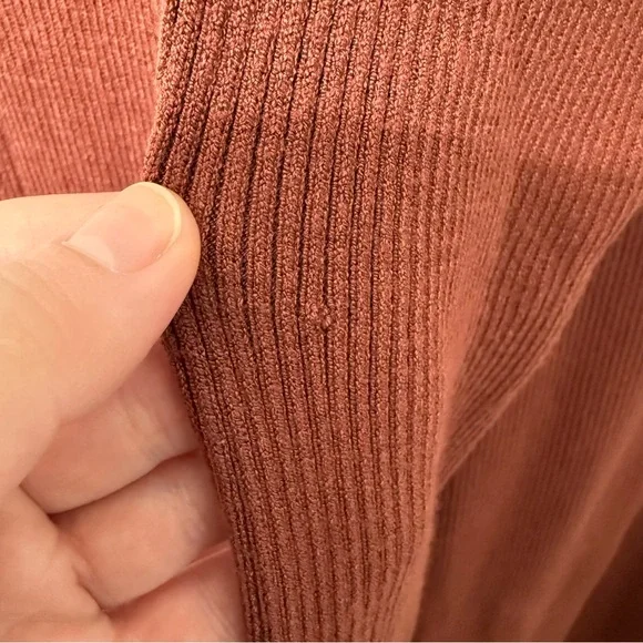 Free People Rust Brown Ribbed Knit Wide Leg Pants - Picture 4 of 7